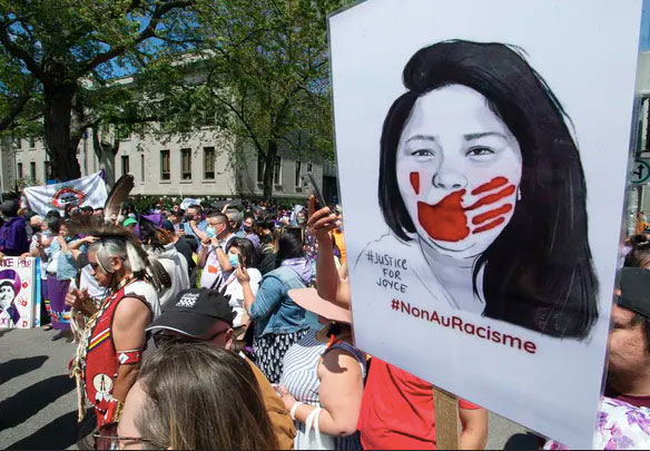 Thousands of people take part in a rally in support of Joyce Echaquan in Trois-Rivieres, Que. THE CANADIAN PRESS/Ryan Remiorz